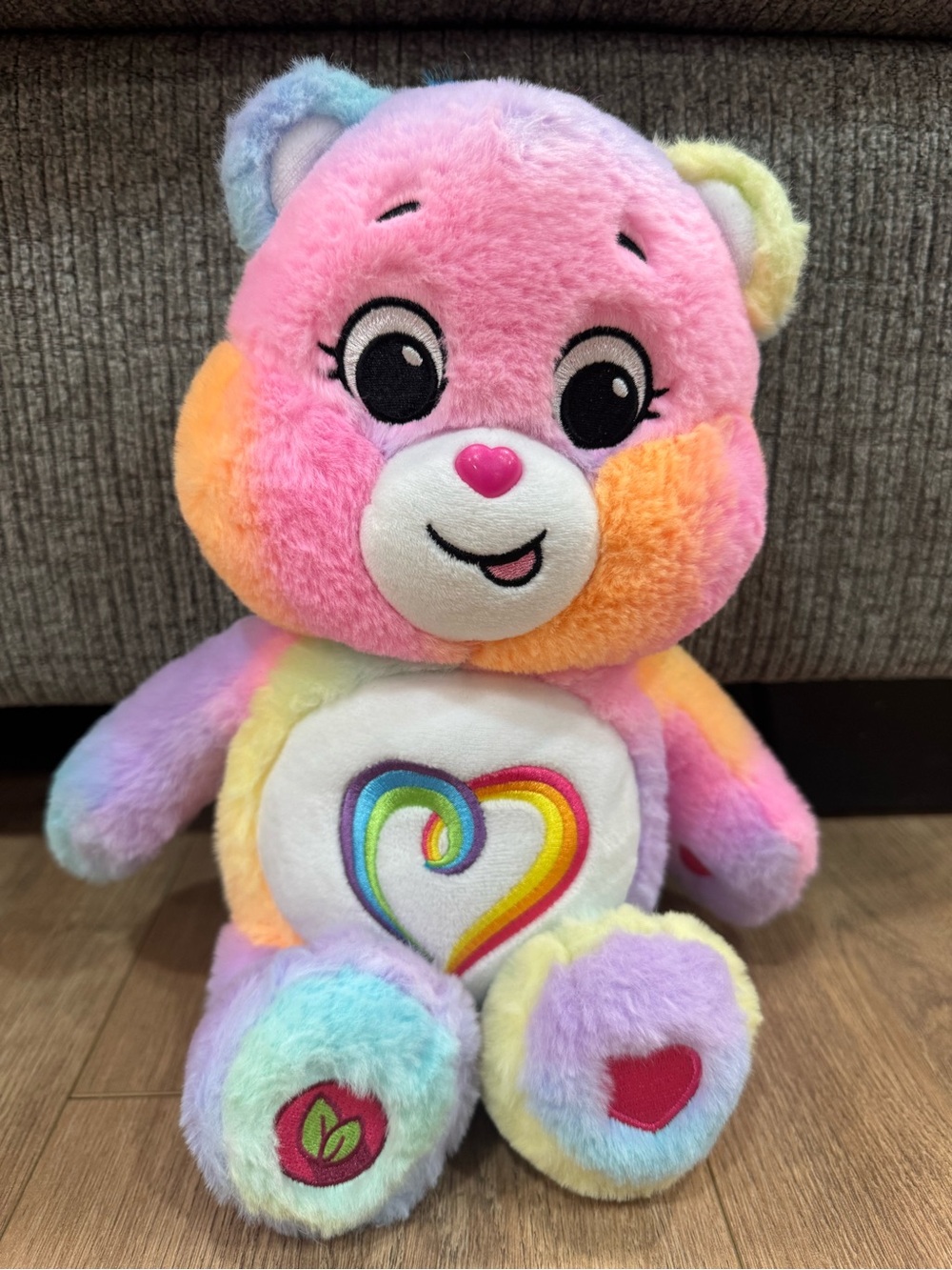 Care Bears Togetherness Bear 14” Rainbow Plush 2023 Multicolor Heart Basic Fun